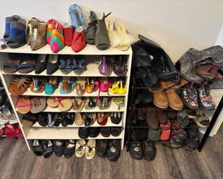 Handbags, wigs, Women’s clothes XS-M (most S) Men’s clothes XL, Men’s shoes 10, Women’s shoes 7.5-8, hats. Various prices