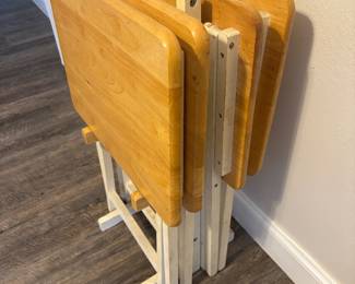 Oak TV trays in carrier $60.00