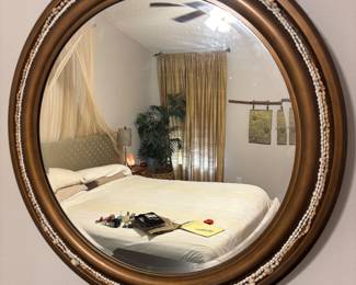 Round Mirror w shells $90.00. 33” diameter