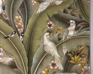 Vintage Bali Ubud painting ,Parrots tropical print $1,000.00 86” L 48” t