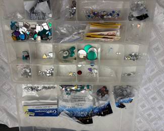 Jewelry: earrings, bracelets, necklaces. Jewelry making supplies, jewelry display pieces, semi precious stones. Some priced individually some by lots.