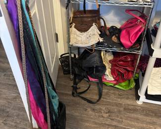 Handbags, wigs, Women’s clothes XS-M (most S) Men’s clothes XL, Men’s shoes 10, Women’s shoes 7.5-8, hats. Various prices