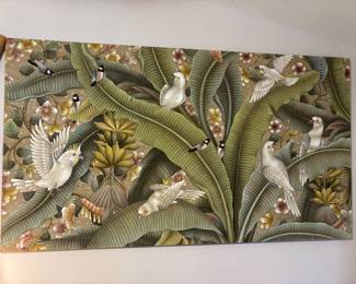 Vintage Bali Ubud painting ,Parrots tropical print $1,000.00 86” L 48” t