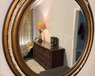 Round Mirror w shells $90.00. 33” diameter
