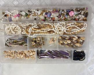 Jewelry: earrings, bracelets, necklaces. Jewelry making supplies, jewelry display pieces, semi precious stones. Some priced individually some by lots.