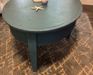 Blue wood oval coffee table $150.00 50”l 30”w 18”t