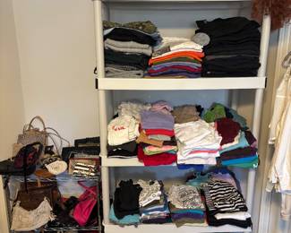 Handbags, wigs, Women’s clothes XS-M (most S) Men’s clothes XL, Men’s shoes 10, Women’s shoes 7.5-8, hats. Various prices