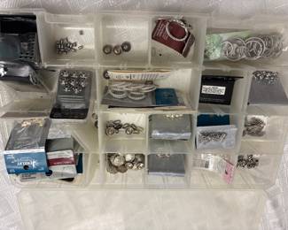 Jewelry: earrings, bracelets, necklaces. Jewelry making supplies, jewelry display pieces, semi precious stones. Some priced individually some by lots.