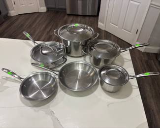 Kirkland Stainless pots and pan set.$179.00 or individually. 