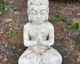 Heavy Garden Buddha $60. 9”w 6”d 16” t