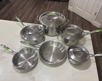 Kirkland Stainless pots and pan set.$179.00 or individually. 
