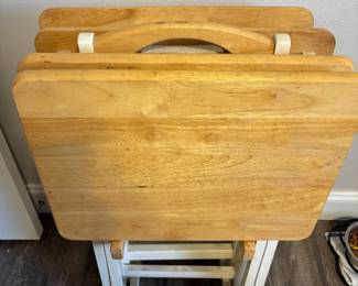 Oak TV trays in carrier $60.00