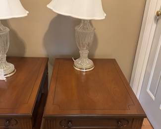 Pair of side tables and matching lamps