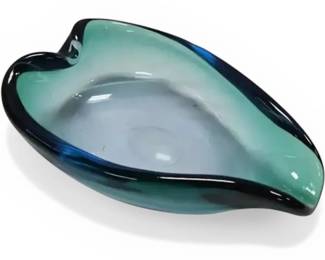 Teal MuranoStyle Art Glass Bowl 10.5