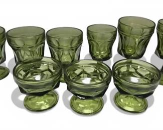 Anchor Hocking Avocado Green Goblets Desert Cups