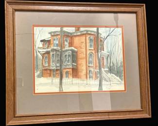 Brick House Watercolor Painting by Alice Clark