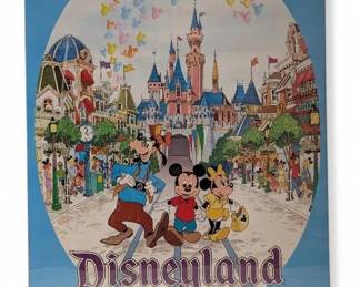 1980s Disneyland Poster Featuring Goofy, Mickey, Minnie 18 x 24