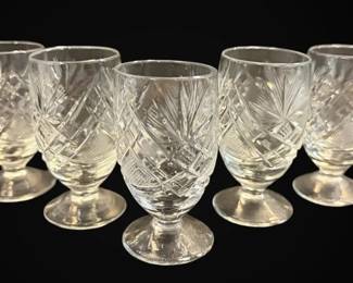Five Small Crystal Shot Glasses