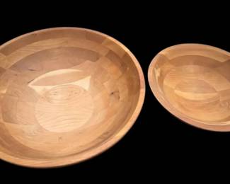 Two Wooden Salad Bowls