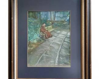 Framed Monk In Solitude Print 20 x 24