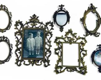 Ornate Brass Metal Picture Frames and Mirror