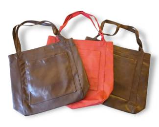 Brown Red Faux Leather Tote Bags