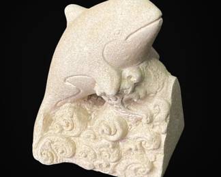 Dolphin Leaping Over Waves Decorative Statue