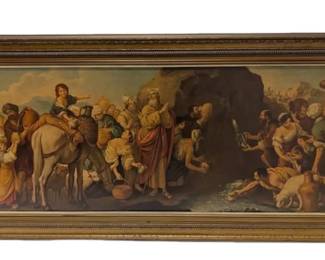 Framed Moses Striking The Rock Print 22 x 45