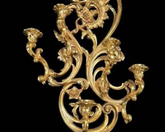 Vintage Syroco Gold 5Arm Wall Hanging Candle Sconce