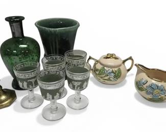 Jeannette Hellenic Wine Glasses, Green Vases, More Housewares