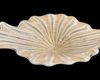 Large MuranoStyle Art Glass Shell Shaped Centerpiece Bowl