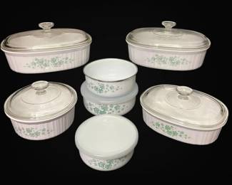 Four Corningware Callaway Ivy Patterned Casseroles Dishes Enamel Bowls