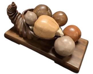 Faux Wood Cornucopia Sculpture