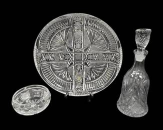 Glass Decanter, Bowl Tray