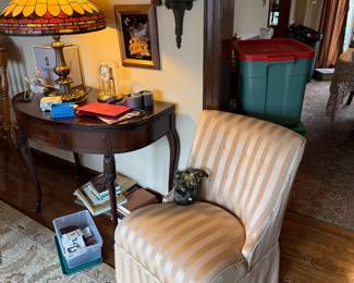 Side chair. Lamp not for sale