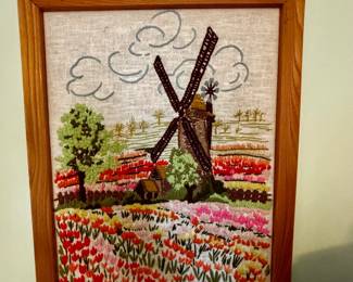Crewel stitchery framed