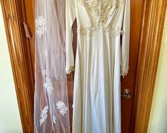 Wedding dress and veil