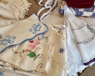 Vintage linens, table linens, dresser scarves, pillow cases and runners