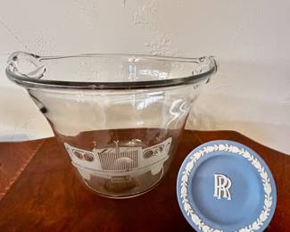 Tiffany Crystal with etched Rolls Royce-Wedgwood Jasperware featuring Rolls-Royce RR