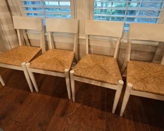 Set of 4 Rush Seat Dining Chairs