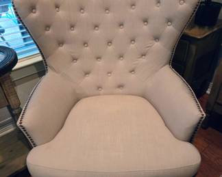 Cream Linen Wingback Chair