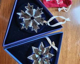 Swarovski ornaments and Waterford Cross