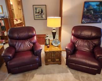 Two Lazyboy leather recliners