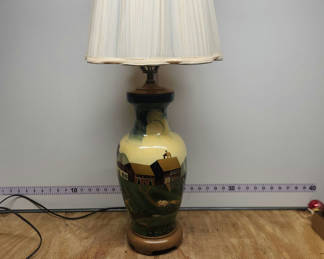 Lot 18: Hand Painted County Scene Lamp
