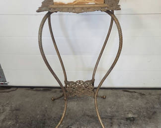 Lot 28: Victorian Marble & Iron Plant Stand