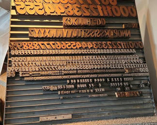 Lot 169: Letterpress Print Blocks & Storage Rack