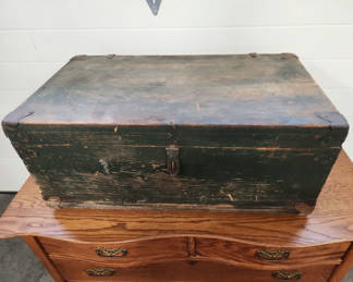 Lot 159: Vintage Dovetailed Wooden Military Footlocker