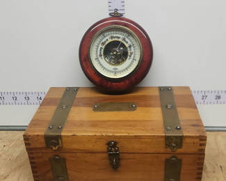 Lot 124: German Barometer & Finger Jointed Wooden Box
