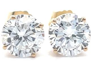 Scintillating 2 Carat Diamond Round Solitaire Stud Earrings in 14k Gold