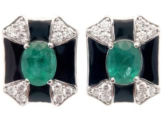4.73 Carat Natural Emerald & Natural Diamond Earrings in Platinum